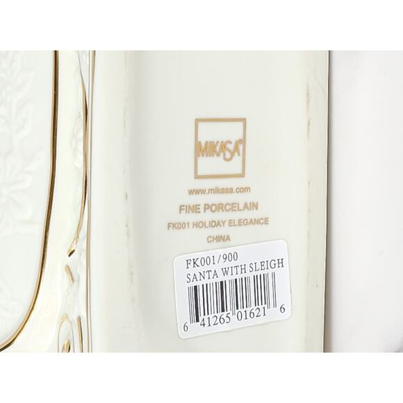 Mikasa Santa w/ Sleigh Reindeer 22k Trim Holiday Elegance 12" Porcelain 20s Vtg - Picture 11 of 16